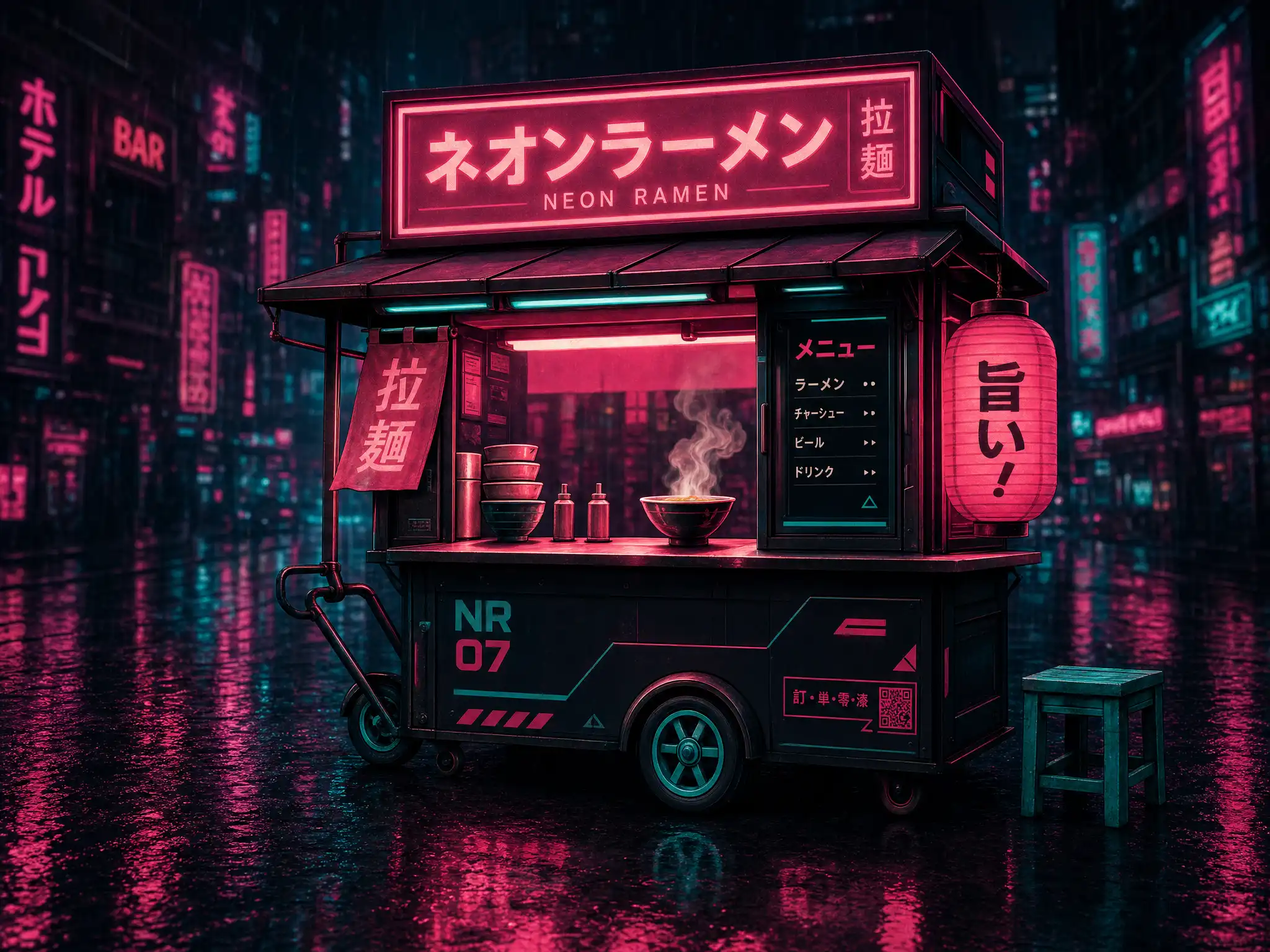 Selected Neon Ramen cart